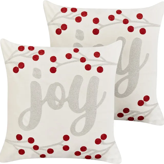Beliani PRALINE - Sierkussen set van 2 - Gebroken wit - 45 x 45 cm - Fluweel