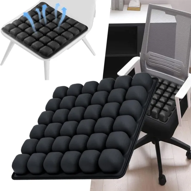 CHOOLY Opblaasbaar Zitkussen Met Ergonomisch Ontwerp En 49 3D-Luchtkamers Zacht Ademend En Comfortabel - Lekvrij Ventiel TPU Drukverlagend - Voor Rolstoel, Kantoor En Thuis - Zwart