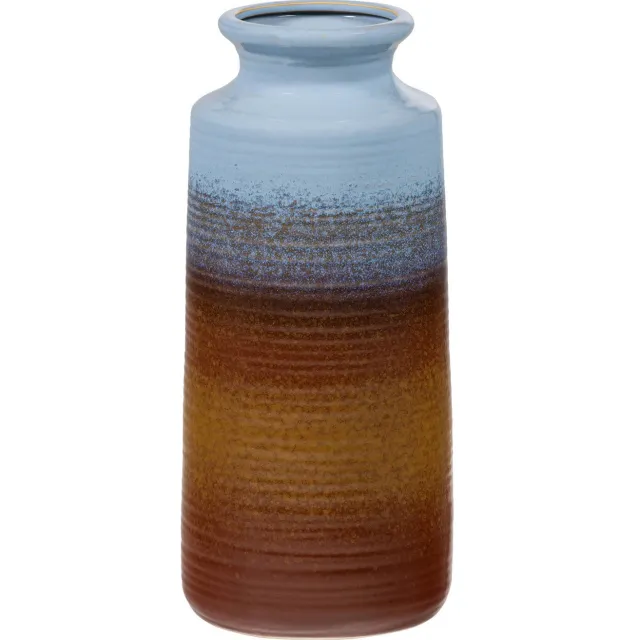 WOOOD Decennia XL Vaas - Keramiek - Bruin/Rood - 38x17x17 blue/yellow