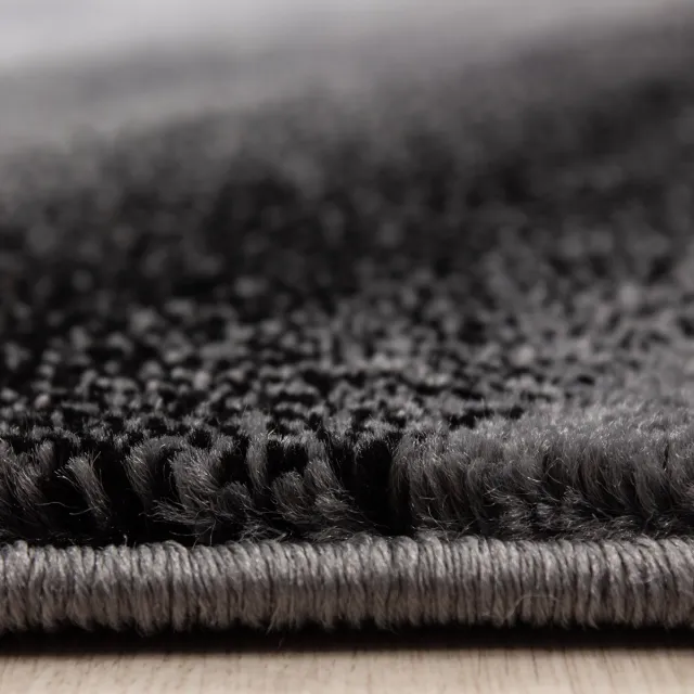Ayyildiz Laagpolig vloerkleed, abstract golfpatroon, zwart, woonkamerkleed, jute achterkant, afmeting: 80 x 300 cm BLACK