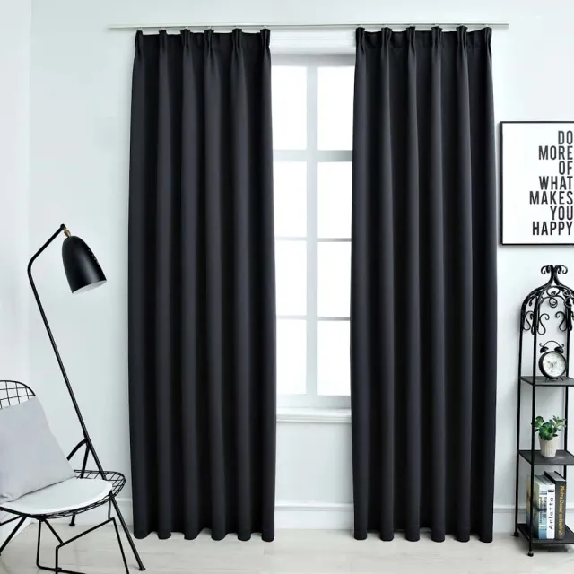 vidaXL Gordijnen verduisterend met haken 2 st 140x245 cm zwart