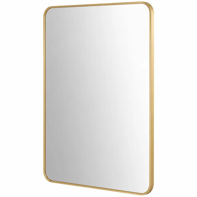 LUXALIVING Wandspiegel 60x90 cm – Gouden Metalen Rand – Rechthoekige Spiegel – Modern Design – Voor Badkamer & Slaapkamer