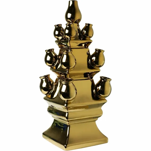 Heinen Delfts Blauw Tulpenvaas XL - 3-delig - Goud - 51 cm