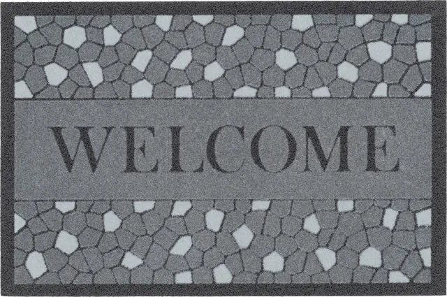 Pergamon Deurmat voor binnen en buiten Rubber Flock Welcome Zwart