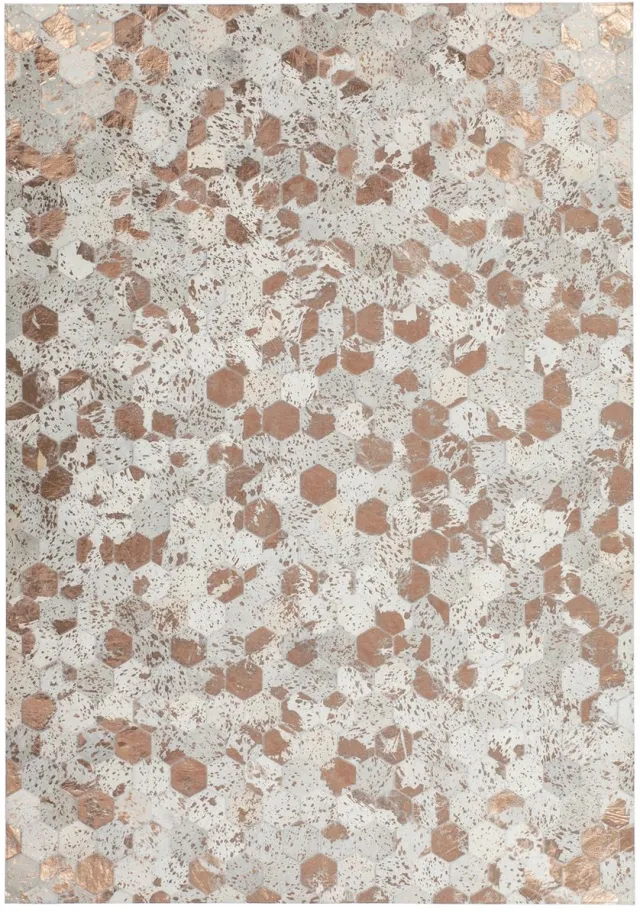 Padiro design laagpolig vloerkleed - crème / offwhite - grafisch stippenpatroon - voor vloerverwarming - van leer en katoen beige