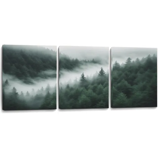 Ibenzoa Driedelige Canvas Afbeeldingen met Natuurlijke Weidescènes – Modern Woondecoratie groen