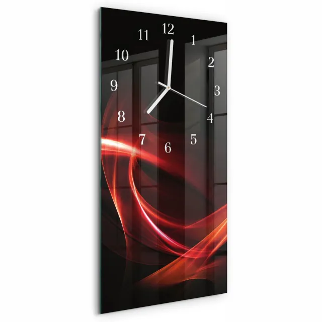 TULUP Wandklok - Abstractie Moderne Wandklok Glas - 30x60 cm - Veelkleurig Wandklok Glas Decoratie - Witte Handen - Rechthoekige Wandklok - Glazen Wandklok Design - Klok Glas Met Opdruk