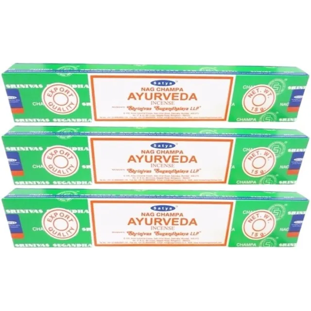 Nag champa Satya Nag Champa wierook stokjes - Ayurveda - 3x pakje van 12 stuks - 15 gram Multi