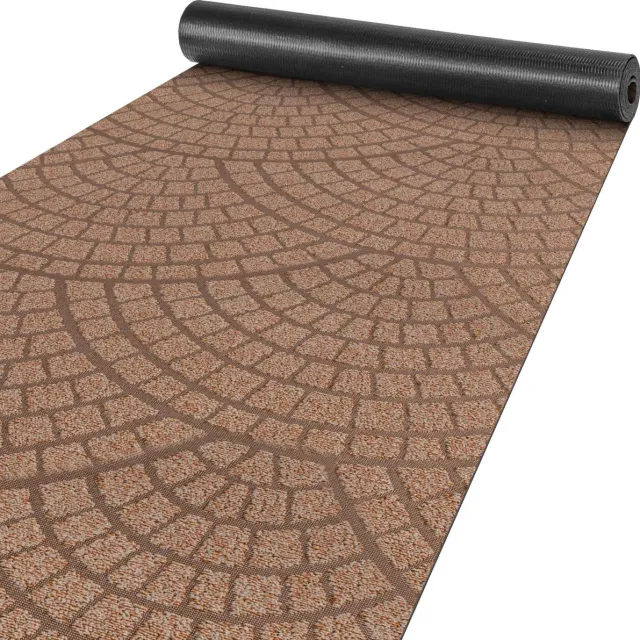 ANRO Tapijtloper Davis Bruin 500x50cm – Velours Gangloper Antislip Keukenloper Hal Op