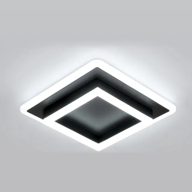 Haobosic Moderne LED-plafondlamp, 30W 3375LM zwarte vierkante LED-plafondlamp, acryl LED-plafondlamp voor woonkamer, keuken, slaapkamer, gang, koel wit 6500K, 30CM Black