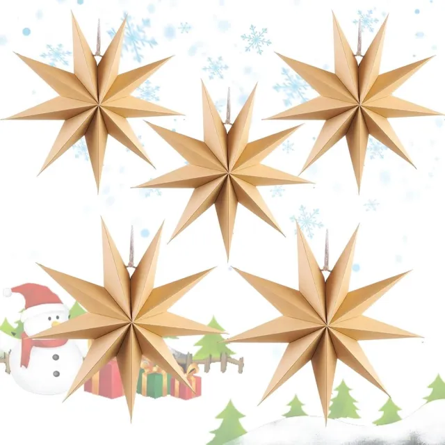 Cosensi Kerstdecoratie Set van 5 - Papieren Sterren - Voor Kamer, Raam en Tafel - 30 cm en 45 cm - Verjaardagstafeldecoratie. Any