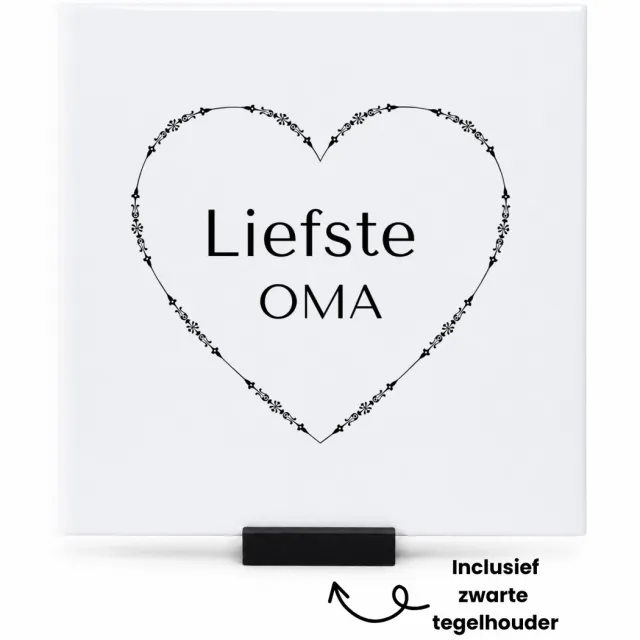 Hacebo liefste oma tegeltje met tegelhouder - Oma - de liefste oma - tegeltjes met tekst - verjaardag - cadeautje voor oma - oma artikelen - kado - geschenk - spreuktegels - 15x15 CM Wit