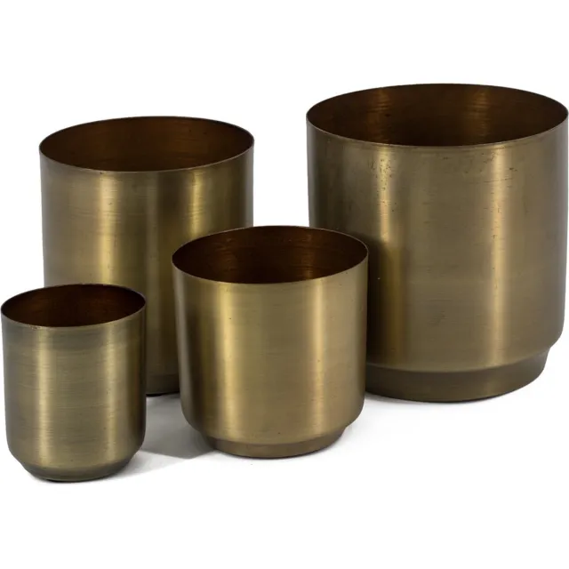 homebound by ky Metalen vaas set van 4 goud | setje bloempotten