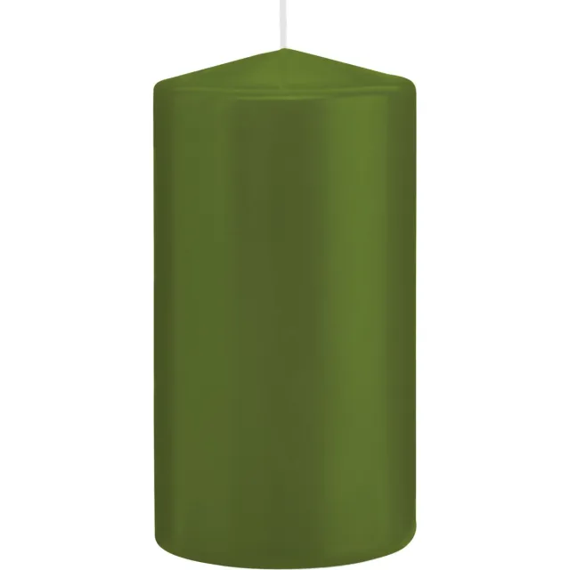 Trend Candles Cilinderkaars/stompkaars - olijfgroen - 8 x 15 cm - 69 branduren - horeca kaarsen