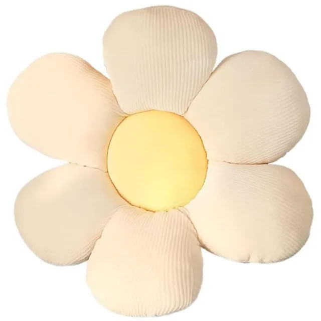 Ibenzoa Pluche Bloemenvloerkussen voor Schattige Kamerdecoratie met Madeliefjesontwerp, Wit en Geel, 40 x 40 cm