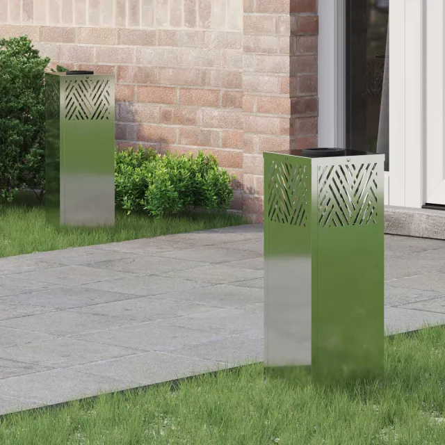 vidaXL Solar LED Pad Licht 2 st Warmwit 18 x 18 x 50 cm Zilver