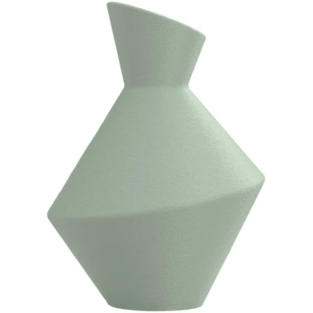 Layvo DARIS Vaas - Salie - D19 x H25 cm - droogbloemen vaas - geometrische vaas - gerecycled plastic