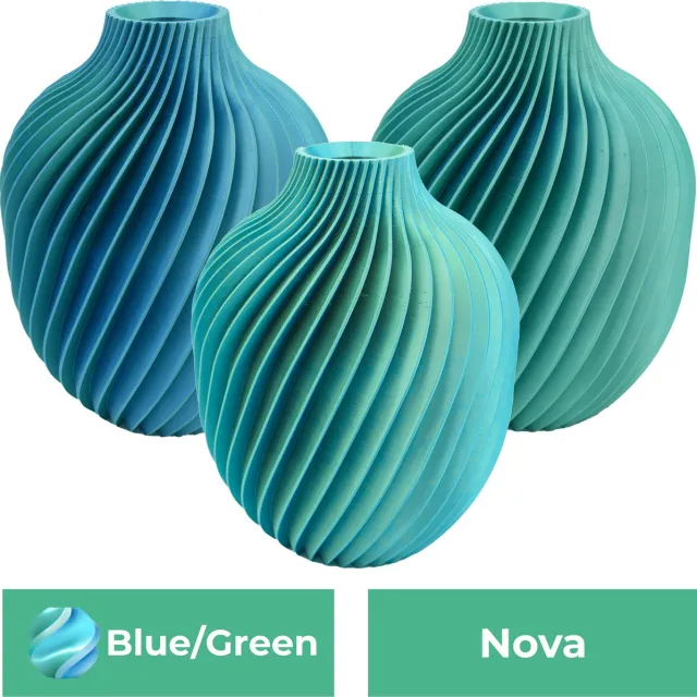 Lovora Nova moderne vaas – Decoratieve vaas - Blauw / Groen - 3d geprinte vaas – geschikt voor droogbloemen - 20CM