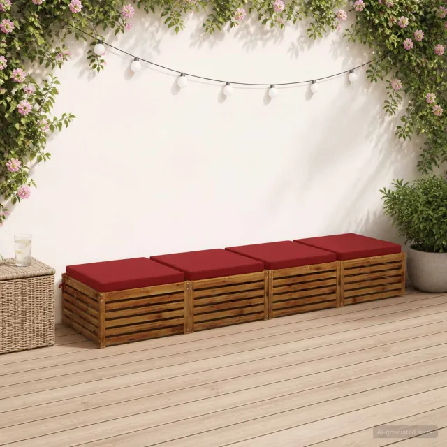 vidaXL Zitkussens SOEST 4 st 100% Polyester Wijnrood 80 x 80 x 7 cm