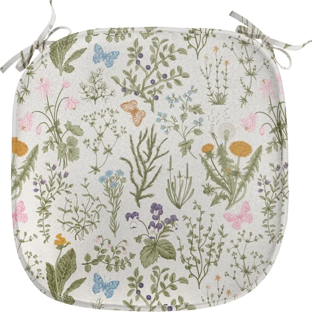 New Bed Bloemmotief Vintage tuinplanten Stoelkussen, Anti-Slip Zitting Pad, 40 cm x 40 cm Resedagroen en beige