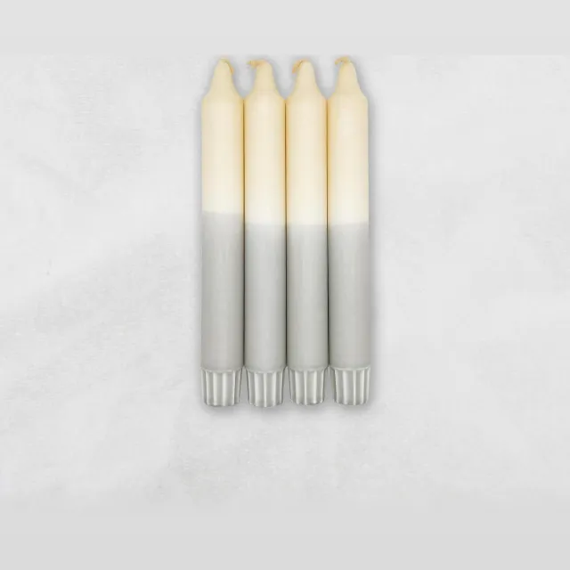 MingMing Milkshake x Cool Grey - Dip Dye Kaarsen - set van 4 - handgemaakte kaarsen - dinerkaarsen Milkshake & Cool Grey