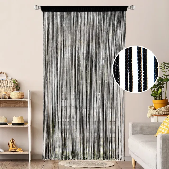 Unyqoos Stijlvol Draadgordijn voor Diverse Toepassingen en Insectenbescherming, Zwart, 90 x 200 cm 90 x 200 cm