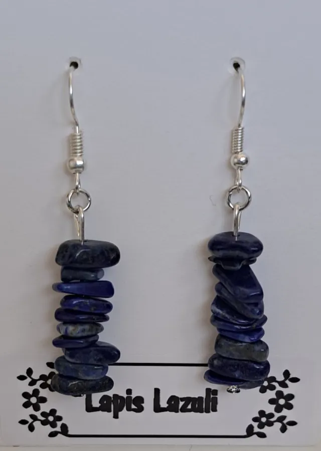 mineraalsteen Oorbellen "Lapis Lazuli" split blauw