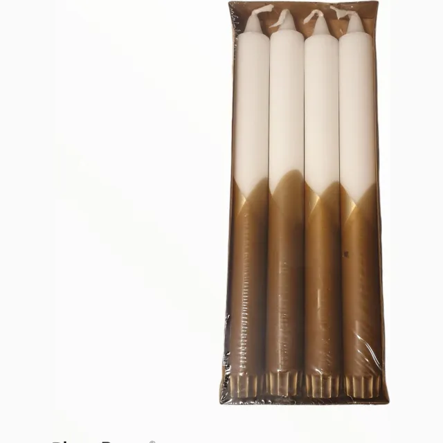 Rustik Lys Dinerkaars - Cross Dip kaars - Camel / Goud / Wit - set 4 kaarsen Camel, Wit, Goud