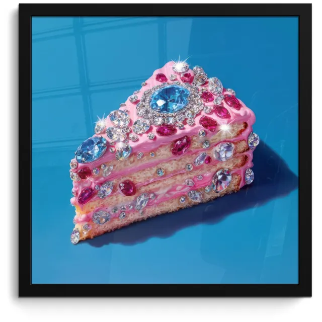 FrameYourWall Poster in lijst - Fotolijst 40x40 cm - Posters - Taart - Edelstenen - Glitters - Roze - Posterlijst zwart - Decoratie - Wanddecoratie woonkamer - Muurdecoratie slaapkamer