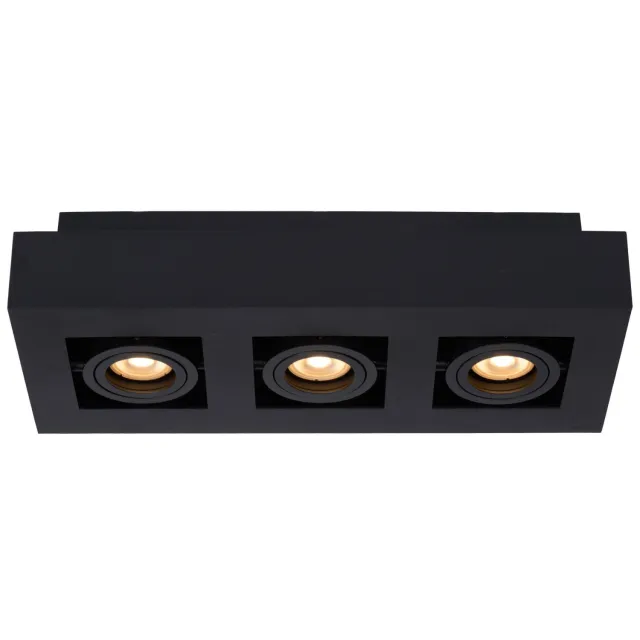 Lucide XIRAX - Plafondspot - LED Dim to warm - GU10 - 3x5W 2200K/3000K - Zwart
