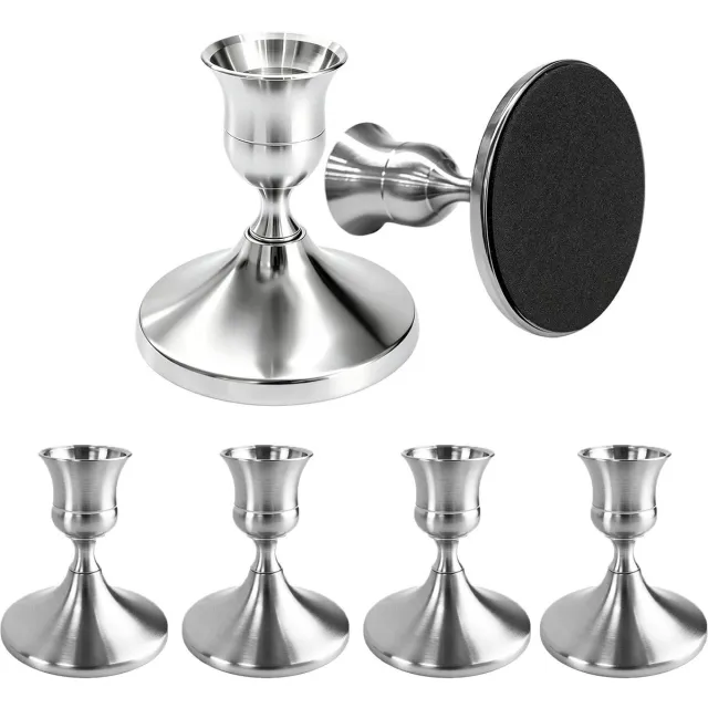 KZQ Kandelaars - 4 Stuks - Metalen Kaarsenhouders - Kaarsenstandaard - Theelichthouder - Woonaccessoires - Vintage Decoratie - Voor Bruiloft Kerst Woonkamer - 6.7x6.7x7 cm - Zilver