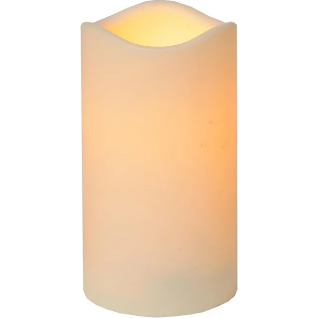 Star Trading Kaars Paul, zuilkaars, beige, LED, timer, geel, voor buiten, 15 cm