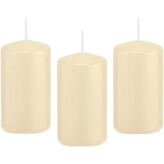 Trend Candles Cilinderkaars/stompkaars - 12x - cremewit - 5 x 10 cm - 23 branduren - met brandvertragende folie