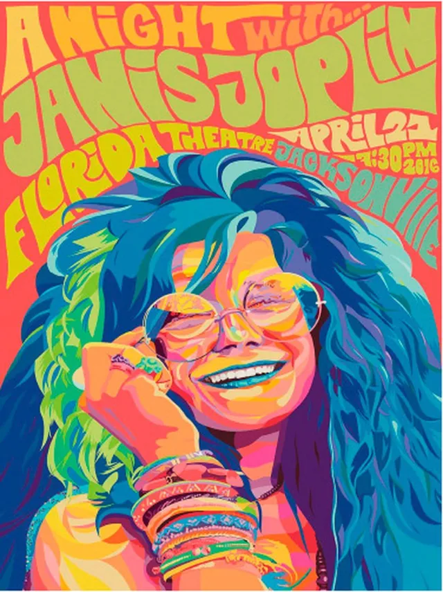 Signs-USA Concert Sign - metaal - Janis Joplin - Florida - 30x40 cm meerkleurig