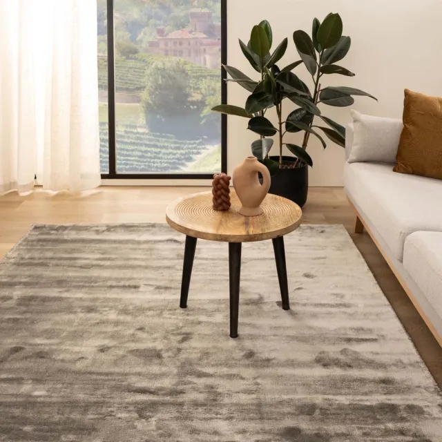 Paon Brillant Viscose vloerkleed vierkant - Pearl zilver 100x100