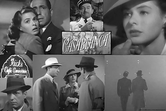 Studio poster Casablanca Collage - Humphrey Bogart Ingrid Bergman Paul Henreid 91,5 x 61 cm zwart wit