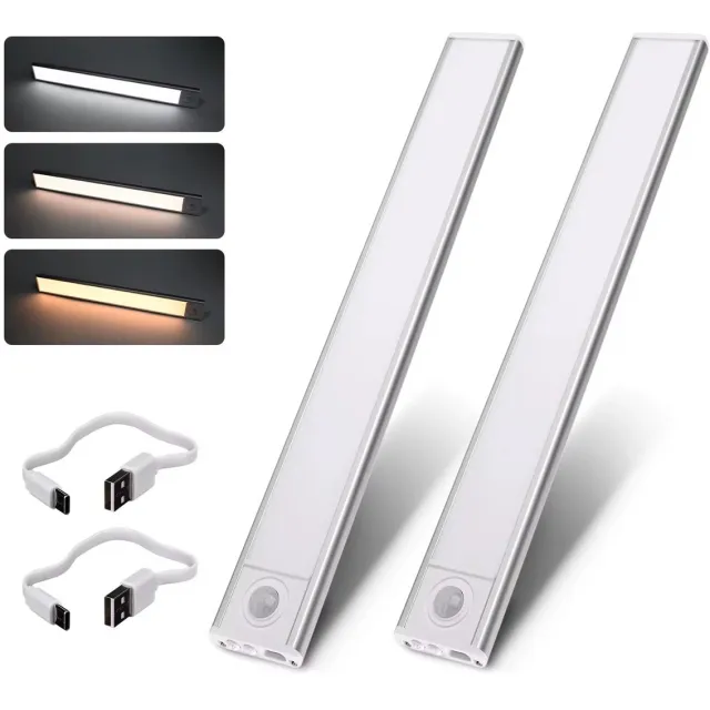 Intelligent Light 2x LED Kastverlichting met Bewegingssensor – 40 cm – Oplaadbaar – Draadloos – Magnetisch – 3 Lichtkleuren – Dimbaar Wit