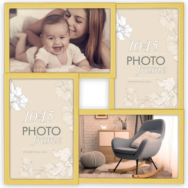 Zep Fotolijst - metaal - goudkleurig - 4 lijstjes van 10 x 15 cm - wonen - woonaccessoires