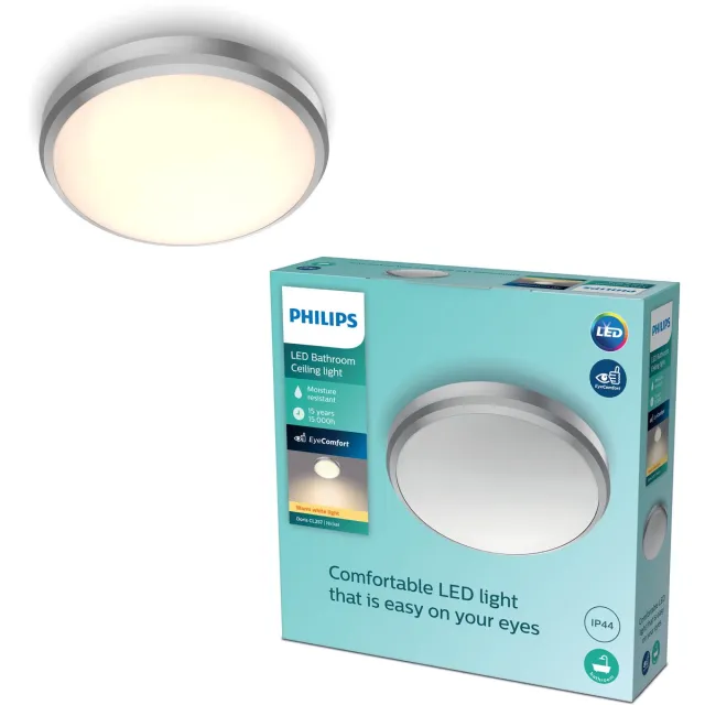 Philips Doris badkamerplafonnière - nikkel - klein - 6 W zilver