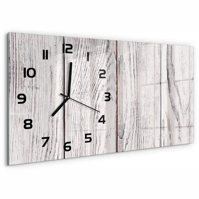 TULUP Wandklok - Houten muur Decoratieve Glazen Klok - 60x30 cm - Beige Glazen Wandklok Design - Zwarte handen - Rechthoekige Klok - Glazen Klok Met Print - Wandklok Glas Met Motief