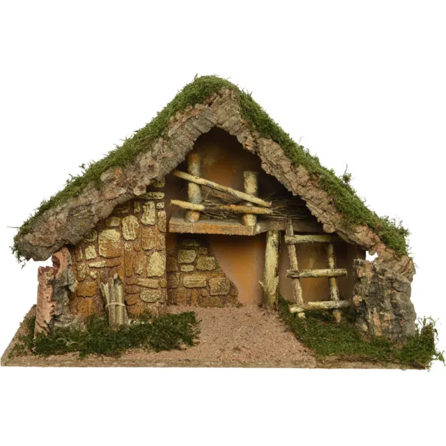 Decoris lege kerststal - Zonder figuren - L50 x B22 x H31 cm - mdf/hout Bruin