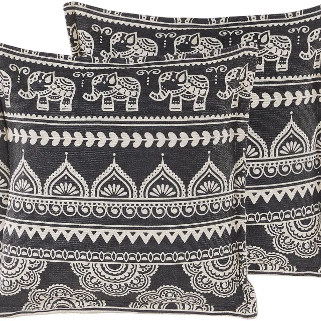 Beliani ATABAGI - Sierkussen set van 2 - Zwart/Wit - 45 x 45 cm - Katoen