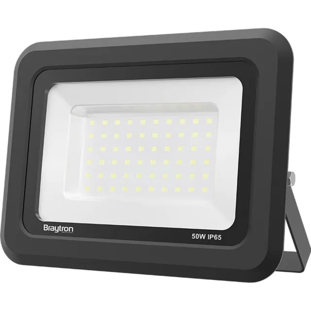 BRAYTRON LED Buitenlamp - Schijnwerper - Breedstraler Floodlight -Grijs -Waterdicht IP65- 50W- 4000K wit licht zwart
