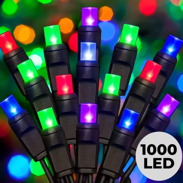 Lomera Micro Cluster Verlichting - 1000 LED Lampjes - 20 Meter Lichtsnoer - Multicolor LED - Kerstverlichting Binnen en Buiten - Spatwaterdicht - 8 Lichtfuncties met Geheugen - Groene Kabel - Kerstboomverlichting - IP44 Adapter