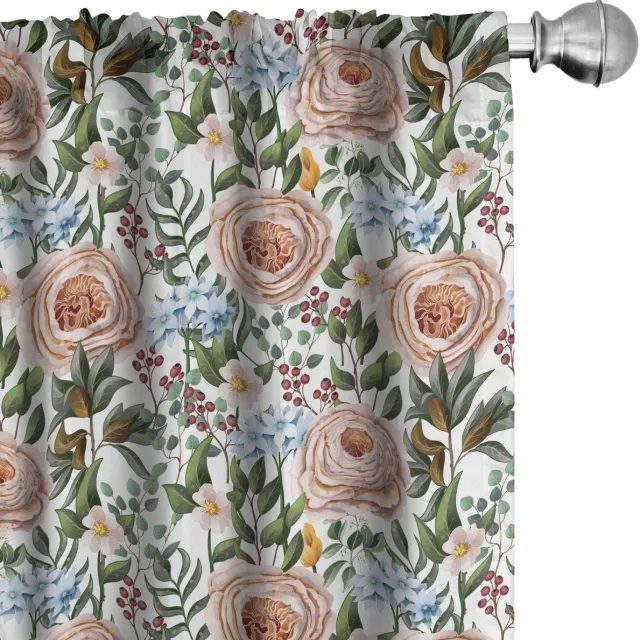 ABAKUHAUS Bloemen Gardijnen – Vintage Tuin – 2x75x175 cm – Multicolor Mehrfarbig