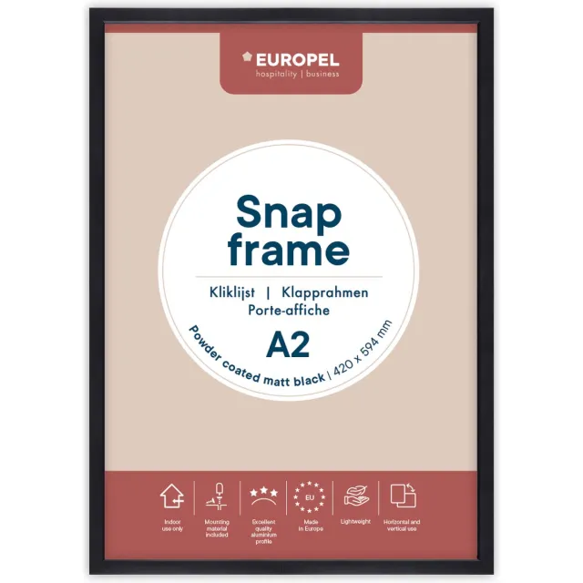 Europel Kliklijst Europel - Posterlijst - A2 - 42 x 59,4 cm - 25mm frame - Mat zwart