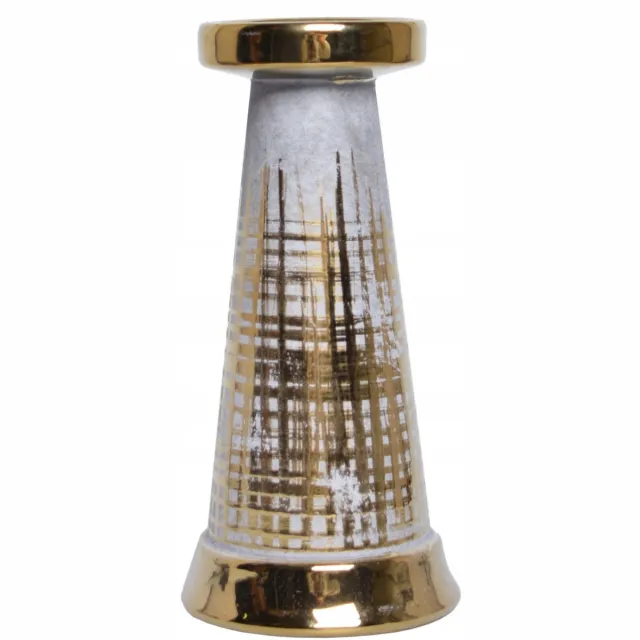 Ewax Stress Stijl Kaarsenhouder Grijs/Goud 23cm