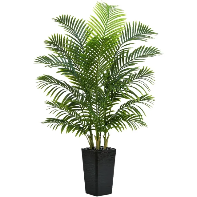 Unyqoos Levensechte kunstpalm van 150 cm voor interieurdecoratie en sfeer Zwart