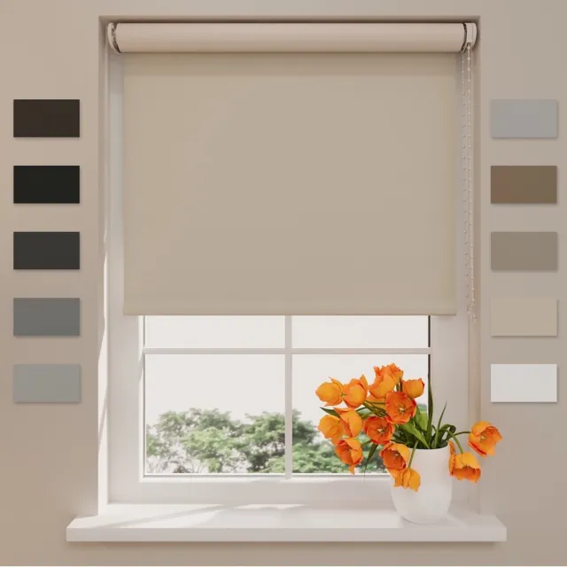 DTCH Rolgordijn Verduisterend - Easy Match - Sand - 85 x 190 cm - Rolgordijn zonder boren - Maten van 40 t/m 240 cm breed
