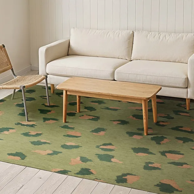 LOLA&MOI Binnen & Buiten Vloerkleed - 170 x 240 cm - Lola&Moi Leo Spinach - Laagpolig Tapijt - Gerecycled PET - Made in Belgium - Circulair groen